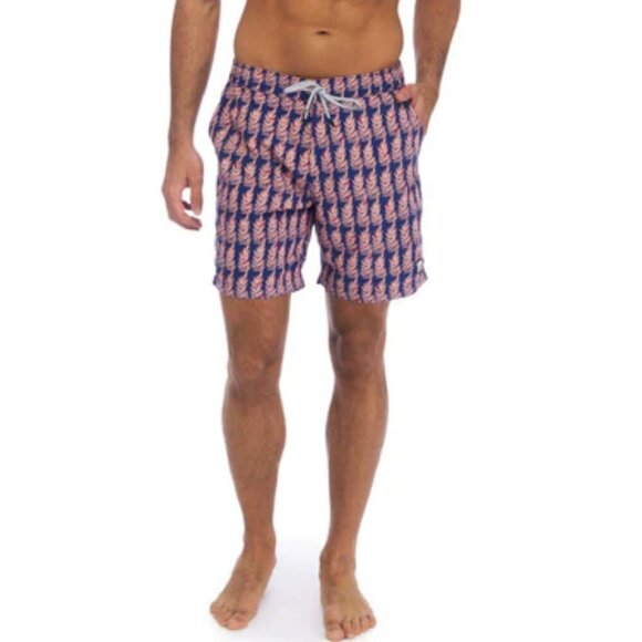 Tom & Teddy Men’s XL Lined Swim Trunks Navy Pink Polyester Beach Shorts - Picture 2 of 16